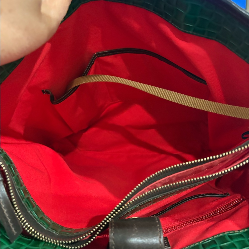 Dooney & Bourke Textured Green Tote with Brown Handles - Picture 10 of 10